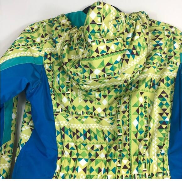 Lands end girls green and blue geometric print winter jacket - Picture 6 of 11